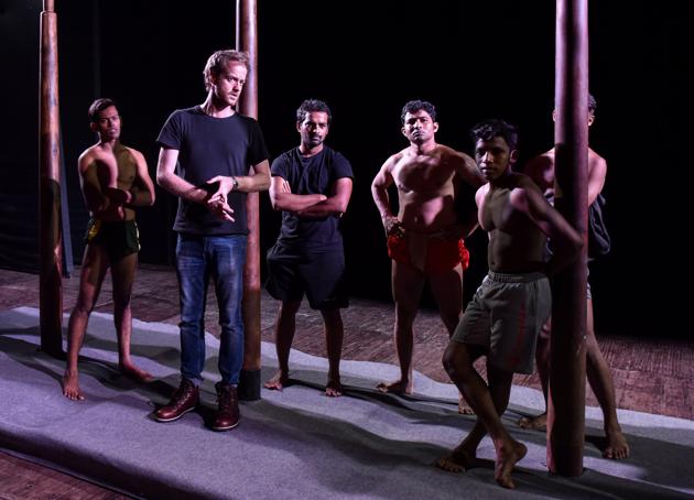 Director Benjamin Knapton speaks with artists during rehearsal. This piece was originally commissioned for and performed at the Gold Coast 2018 Commonwealth Games “Festival 2018” held in Gold Coast, Queensland, Australia and was also performed at the 2019 Sydney Festival in January earlier this year. The ensemble is also slated to tour multiple destinations in Europe and North America later this year. (Kunal Patil / HT Photo) Director Benjamin Knapton speaks with artists during rehearsal. This piece was originally commissioned for and performed at the Gold Coast 2018 Commonwealth Games “Festival 2018” held in Gold Coast, Queensland, Australia and was also performed at the 2019 Sydney Festival in January earlier this year. The ensemble is also slated to tour multiple destinations in Europe and North America later this year. (Kunal Patil / HT Photo)
