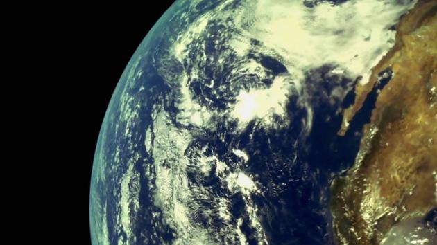 The first set of pictures of the earth captured by Chandrayaan 2, country’s second Moon mission that was launched a fortnight ago. (ISRO / PTI) The first set of pictures of the earth captured by Chandrayaan 2, country’s second Moon mission that was launched a fortnight ago. (ISRO / PTI)
