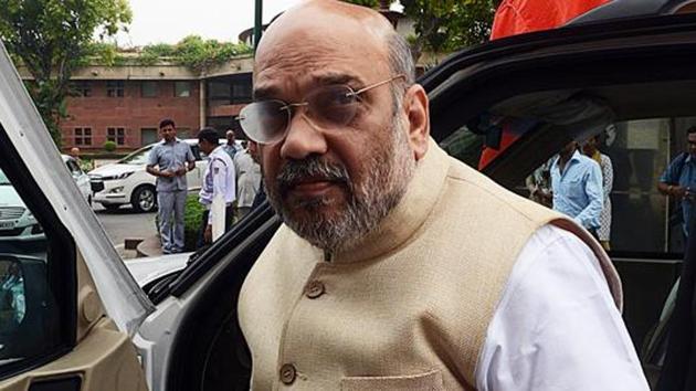 Union Home Minister Amit Shah arrives at the Parliament during the Budget session in New Delhi on Wednesday(ANI)