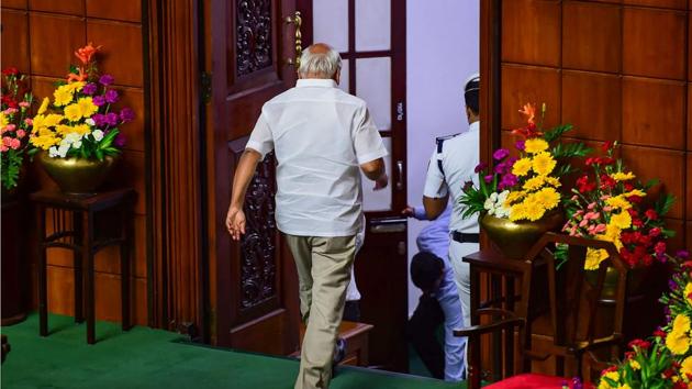 Karnataka Assembly Speaker KR Ramesh Kumar leaves after submitting his resignation to Deputy Speaker Krishna Reddy following Karnataka Chief Minister B S Yediyurappa led BJP government won the confidence motion by a voice vote in the state Assembly, in Bengaluru, Karnataka. (Shailendra Bhojak / PTI) Karnataka Assembly Speaker KR Ramesh Kumar leaves after submitting his resignation to Deputy Speaker Krishna Reddy following Karnataka Chief Minister B S Yediyurappa led BJP government won the confidence motion by a voice vote in the state Assembly, in Bengaluru, Karnataka. (Shailendra Bhojak / PTI)