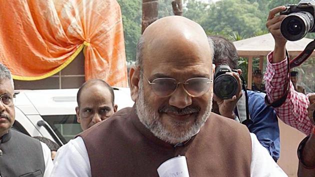Union Home Minister Amit Shah arrives at Parliament before introducing a resolution to scrap Article 370 of Indian Constitution in New Delhi on Monday(ANI) Union Home Minister Amit Shah arrives at Parliament before introducing a resolution to scrap Article 370 of Indian Constitution in New Delhi on Monday(ANI)