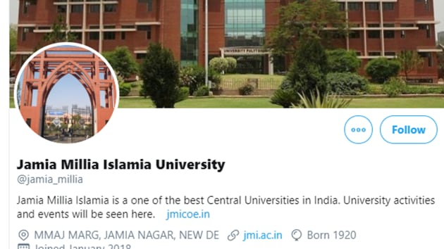 Jamia Millia Islamia Twitter account(@jmiu_official) Jamia Millia Islamia Twitter account(@jmiu_official)