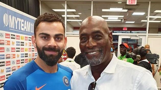 Indian captain Virat Kohli with Vivian Richards.(Twitter/Virat Kohli)