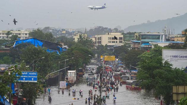 Heavy rainfall results in flood like situations in Mumbai. (PTI photo) Heavy rainfall results in flood like situations in Mumbai. (PTI photo)