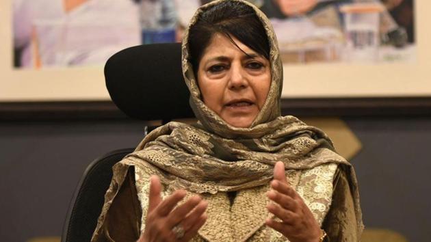 According to Shiv Sena mouthpiece Saamana, former Jammu and Kashmir Mehbooba Mufti should be declared a terrorist and sent to jail.(Waseem Andrabi/ Hindustan Times)