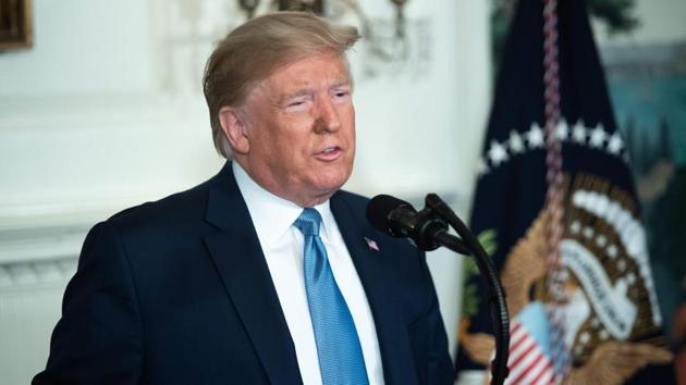 US President Donald Trump speaks about the mass shootings from the Diplomatic Reception Room of the White House in Washington, DC, August 5, 2019. (AFP) US President Donald Trump speaks about the mass shootings from the Diplomatic Reception Room of the White House in Washington, DC, August 5, 2019. (AFP)