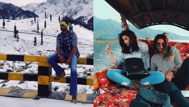 Zaheer Iqbal on sets of Notebook and Alia Bhatt chilling during Raazi shoot in Jammu and Kashmir.(Instagram)