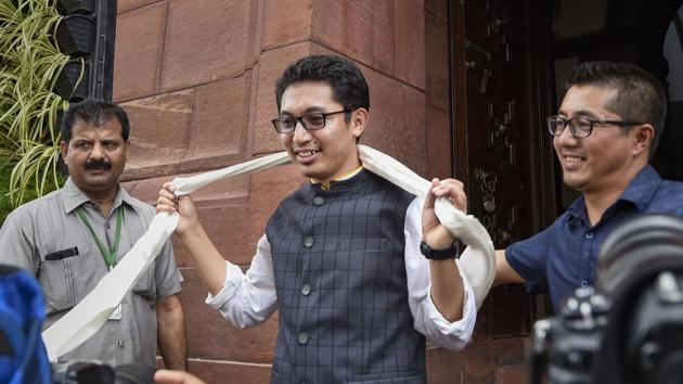BJP MP from Ladakh, Jamyang Tsering Namgyal at Parliament during the Budget Session, in New Delhi on Monday. The government today moved abill proposing bifurcation of the state of Jammu and Kashmir into two union territories -Jammu and Kashmir division and Ladakh.(Photo: PTI) BJP MP from Ladakh, Jamyang Tsering Namgyal at Parliament during the Budget Session, in New Delhi on Monday. The government today moved abill proposing bifurcation of the state of Jammu and Kashmir into two union territories -Jammu and Kashmir division and Ladakh.(Photo: PTI)