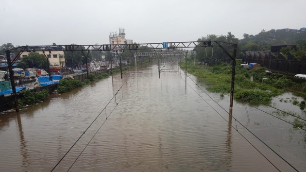 Train traffic on busy Mumbai-Goa route was suspended for three hours after a part of the tracks was washed away.(Kunal Patil/Hindustan Times (Representative image))