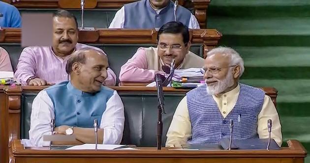 Prime Minister Narendra Modi and Union Defence Minister Rajnath Singh.(PTI) Prime Minister Narendra Modi and Union Defence Minister Rajnath Singh.(PTI)