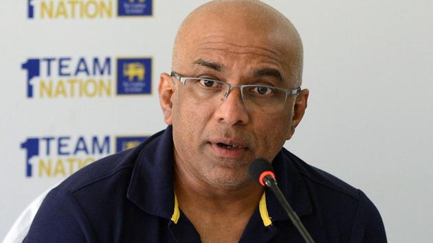 Chandika Hathurusingha takes part in a press conference in Colombo.(AFP)