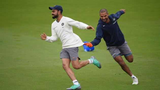 File photo of Virat Kohli and Shikhar Dhawan during team practice.(Getty Images)