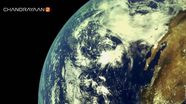 One of the pictures realeased by the space agency ISRO, Sunday, Aug 4, 2019, from the first set of pictures of the earth captured by Chandrayaan 2, the country's second Moon mission launched a fortnight ago.(PTI) One of the pictures realeased by the space agency ISRO, Sunday, Aug 4, 2019, from the first set of pictures of the earth captured by Chandrayaan 2, the country's second Moon mission launched a fortnight ago.(PTI)