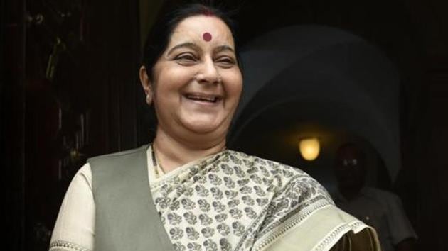 Sushma Swaraj was brought home from hospital last midnight when doctors at the All India Institute of Medical Sciences could not resuscitate her.(Sushil Kumar/HT PHOTO)