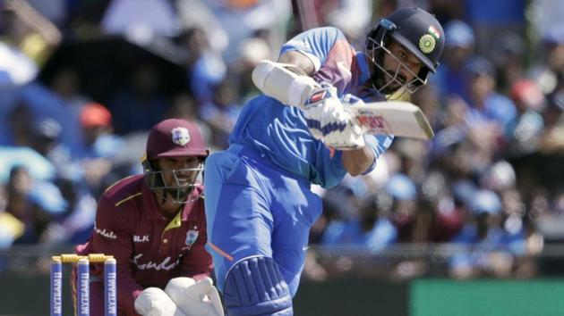 India's Shikhar Dhawan bats during the second Twenty20 international cricket match against the West Indies, Sunday, Aug. 4, 2019, in Lauderhill(AP)