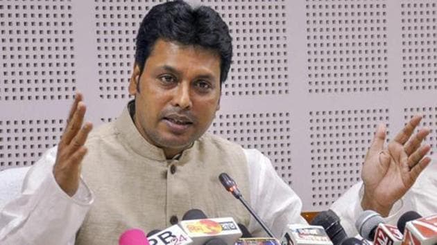 Tripura Chief Minister Biplab Kumar Deb has written to the Centre to request Bangladesh for land to expand Agartala airport. (PTI PHOTO.) Tripura Chief Minister Biplab Kumar Deb has written to the Centre to request Bangladesh for land to expand Agartala airport. (PTI PHOTO.)