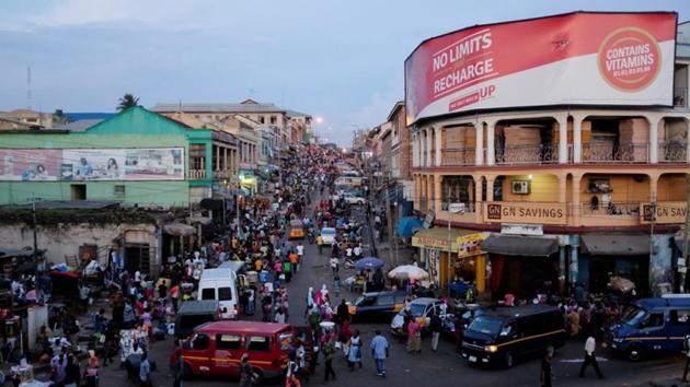 Adum market is seen at nightfall in Kumasi, Ghana. This central business district of Kumasi is the hub for trade that supplies the hinterlands and northern parts of Ghana with goods from the south. But many rulers of West African empires, such as the Ashanti kingdom, whose descendants still live in this part of modern-day Ghana, also profited, selling captured slaves in exchange for guns, cloth, alcohol and other Western manufactured goods. (Francis Kokoroko / REUTERS) Adum market is seen at nightfall in Kumasi, Ghana. This central business district of Kumasi is the hub for trade that supplies the hinterlands and northern parts of Ghana with goods from the south. But many rulers of West African empires, such as the Ashanti kingdom, whose descendants still live in this part of modern-day Ghana, also profited, selling captured slaves in exchange for guns, cloth, alcohol and other Western manufactured goods. (Francis Kokoroko / REUTERS)