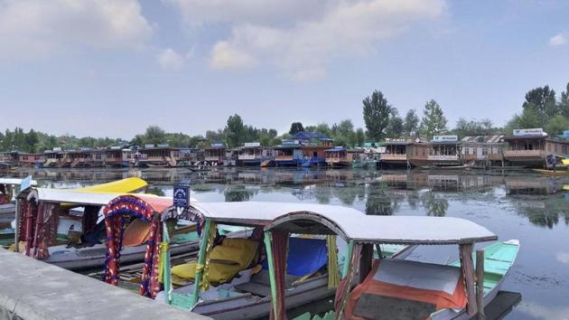 Shikaras, or traditional gondolas, stand parked on the Dal Lake in Srinagar. India on Thursday reiterated that revoking of Jammu and Kashmir’s special status is an “internal affair” (AP) Shikaras, or traditional gondolas, stand parked on the Dal Lake in Srinagar. India on Thursday reiterated that revoking of Jammu and Kashmir’s special status is an “internal affair” (AP)
