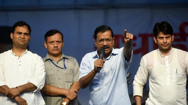 Delhi Chief Minister Arvind Kejriwal’s AAP party will be up against a BJP, fresh from its stellar show on all seven Delhi Lok Sabha seats, in the assembly polls to be held later this year(Amal KS/HT PHOTO)
