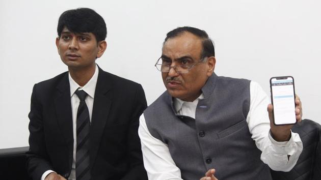 Gurugram, India- August 07, 2019: District and Sessions judge, Ravi Kumar Sondhi and Chief Judicial magistrate (CJM) Narender Singh address a press conference at District Court, in Gurugram, India on Wednesday, August 07, 2019. The District Legal Services Authority (DLSA) has launched a campaign on Wednesday to give legal assistance to family members of prisoners - under trial and remand prisoners - lodged in the Bhondsi jail. (Photo by Yogendra Kumar/Hindustan Times) (Yogendra Kumar/HT PHOTO) Gurugram, India- August 07, 2019: District and Sessions judge, Ravi Kumar Sondhi and Chief Judicial magistrate (CJM) Narender Singh address a press conference at District Court, in Gurugram, India on Wednesday, August 07, 2019. The District Legal Services Authority (DLSA) has launched a campaign on Wednesday to give legal assistance to family members of prisoners - under trial and remand prisoners - lodged in the Bhondsi jail. (Photo by Yogendra Kumar/Hindustan Times) (Yogendra Kumar/HT PHOTO)