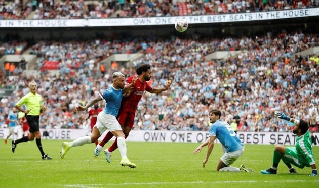 Soccer Football - FA Community Shield - Manchester City v Liverpool - Wembley Stadium, London, Britain - August 4, 2019 Liverpool's Mohamed Salah heads at goal Action Images via Reuters/Matthew Childs (Action Images via Reuters) Soccer Football - FA Community Shield - Manchester City v Liverpool - Wembley Stadium, London, Britain - August 4, 2019 Liverpool's Mohamed Salah heads at goal Action Images via Reuters/Matthew Childs (Action Images via Reuters)