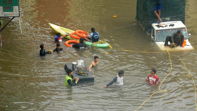 A view of the flood situation in Kolhapur, Maharashtra, on Wednesday, August 7, 2019.(Anil Velhal / HT Photo) A view of the flood situation in Kolhapur, Maharashtra, on Wednesday, August 7, 2019.(Anil Velhal / HT Photo)