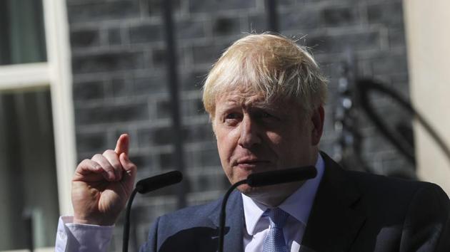 Boris Johnson delivers his inaugural speech as premier outside number 10 Downing Street in London on July 24.(Bloomberg) Boris Johnson delivers his inaugural speech as premier outside number 10 Downing Street in London on July 24.(Bloomberg)