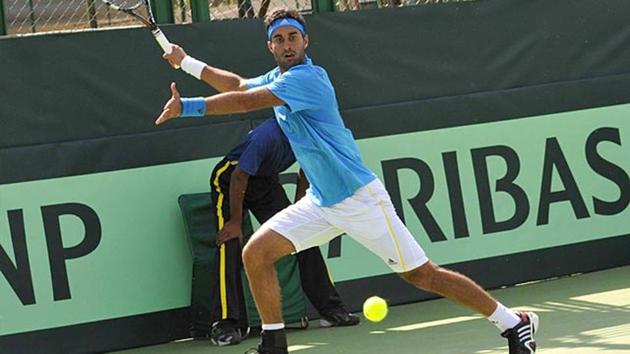 File photo of Yuki Bhambri during a Davis Cup match. (HT/File photo) File photo of Yuki Bhambri during a Davis Cup match. (HT/File photo)