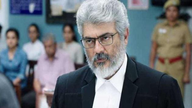 Ajith in a still from Nerkonda Paarvai.