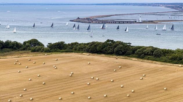 The fleet during the Rolex Fastnet Race 2019, off the south coast of England. (Carlo Borlenghi / Rolex / AFP)