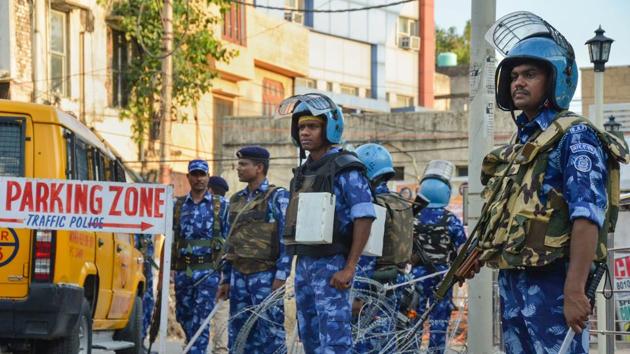 Jammu: Security personnel patrol a street during restrictions, in Jammu, Thursday, Aug 8, 2019. On Monday, the Centre had announced the removal of some provisions of Article 370 to take away Jammu and Kashmir's special status and proposed bifurcation of the state into two Union territories (PTI Photo) (PTI8_8_2019_000173B)(PTI)