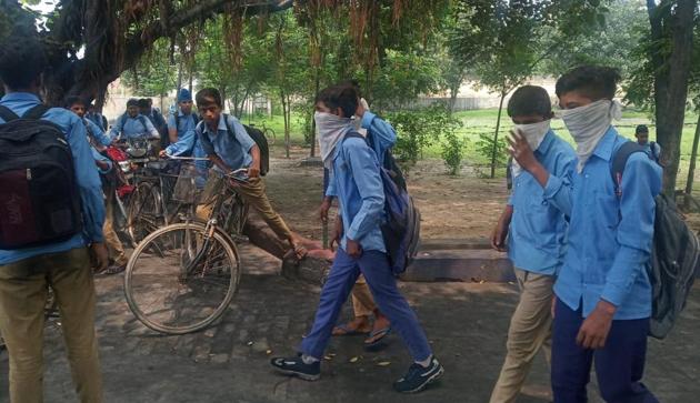 The school authorities hold an industrial unit making tyres, Ralson Goodluck Carbon, responsible for the state of affairs.(HT Photo)