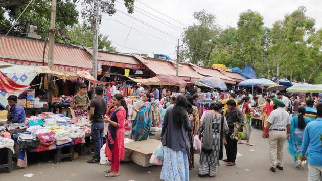 A view of Shashtri market in Chandigarh’s Sector 22.(Karun Sharmaht)