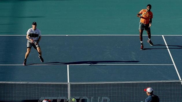 Denis Shapovalov of Canada and Rohan Bopanna of India in action.(Getty Images)