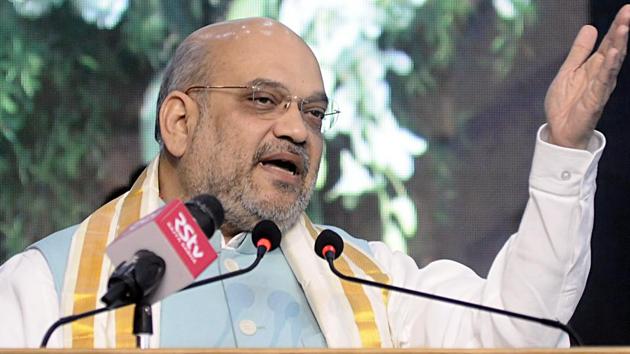 Union Home Minister Amit Shah addresses during the release of a book titled 'Listening, Learning and Leading' in Chennai on Sunday.(ANI photo)