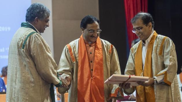 Mr. Nandan Nilekani, Shri Ramesh Pokhriyal Nishank and Prof Subhasis Chaudhuri during 57th Convocation Day at IIT Powai in Mumbai, India, on, August 10, 2019. (Pratik Chorge/HT Photo) Mr. Nandan Nilekani, Shri Ramesh Pokhriyal Nishank and Prof Subhasis Chaudhuri during 57th Convocation Day at IIT Powai in Mumbai, India, on, August 10, 2019. (Pratik Chorge/HT Photo)