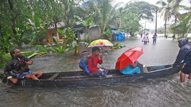 A flooded village in Kerala(HT photo)