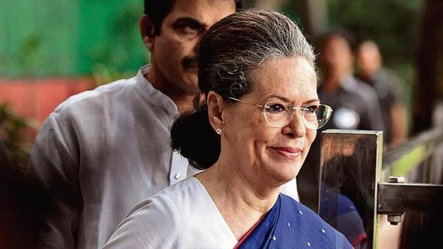 Senior Congress leader Sonia Gandhi arrives to attend Congress Working Committee (CWC) meeting, at AICC headquarter, in New Delhi, on Saturday, August 10, 2019.((Photo by Vipin Kumar/ Hindustan Times))