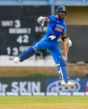Virat Kohli of India celebrates his century (100 runs) during the 2nd ODI match. (AFP)