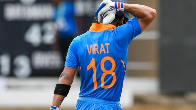 Virat Kohli of India celebrates his century (100 runs) during the 2nd ODI.(AFP)