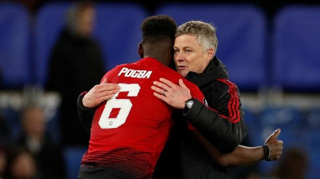 Manchester United manager Ole Gunnar Solskjaer embraces Paul Pogba. (Action Images via Reuters) Manchester United manager Ole Gunnar Solskjaer embraces Paul Pogba. (Action Images via Reuters)
