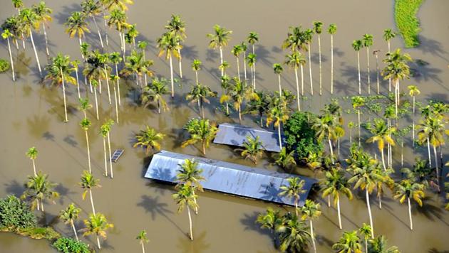 The flooded coastline in the north of Kochi. Incessant rains that triggered flooding has claimed 72 lives across the state, according to a data of Kerala State Disaster Management Authority (KSDMA). KSDMA has released a district-wise data between August 8 and August 11 till 9 pm in which it states that 58 people were still missing as the state continues to battle with flood fury. (PTI)