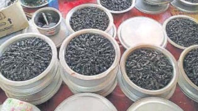 Black scorpions found at the shop in Ajmer last Thursday. (HT photo) Black scorpions found at the shop in Ajmer last Thursday. (HT photo)