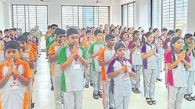 Students of Radcliffe School, Ulwe, during the special assembly meet.