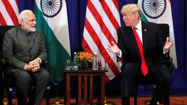 US President Donald Trump with Prime Minister narendra Modi.(REUTERS)