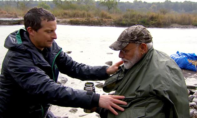 Prime Minister Narendra Modi and popular host and adventurer Bear Grylls during television show 'Man vs Wild' at Jim Corbett National Park in Uttarakhand. (ANI Photo) Prime Minister Narendra Modi and popular host and adventurer Bear Grylls during television show 'Man vs Wild' at Jim Corbett National Park in Uttarakhand. (ANI Photo)
