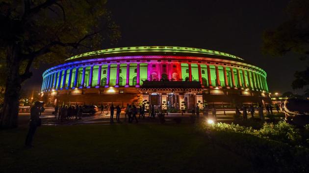 New Delhi: A view of illuminated Parliament, in New Delhi, Tuesday, Aug 13, 2019. The exterior of Parliament has been installed with permanent colourful lights ahead of the 73rd Independence Day celebrations and was inaugurated by PM Narendra Modi today. (PTI Photo/Atul Yadav)(PTI8_13_2019_000203B)(PTI) New Delhi: A view of illuminated Parliament, in New Delhi, Tuesday, Aug 13, 2019. The exterior of Parliament has been installed with permanent colourful lights ahead of the 73rd Independence Day celebrations and was inaugurated by PM Narendra Modi today. (PTI Photo/Atul Yadav)(PTI8_13_2019_000203B)(PTI)