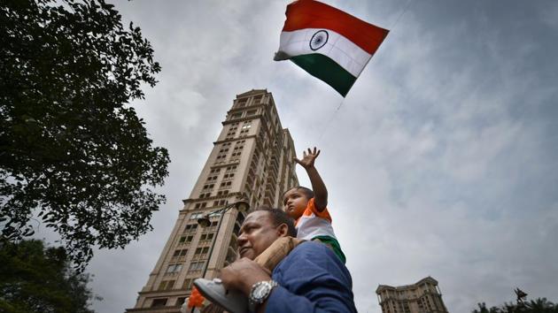 Tricolour being hoisted on the occasion of 73rd Independence Day, at Hiranandani Gardens, Powai, in Mumbai. (Mitesh Bhuvad / PTI) Tricolour being hoisted on the occasion of 73rd Independence Day, at Hiranandani Gardens, Powai, in Mumbai. (Mitesh Bhuvad / PTI)