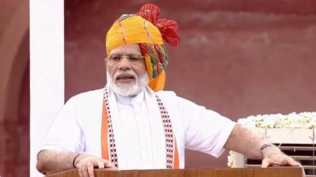 PM Narendra Modi addressed the nation from the ramparts of Red Fort on the 73rd Independence Day.(ANI / Twitter) PM Narendra Modi addressed the nation from the ramparts of Red Fort on the 73rd Independence Day.(ANI / Twitter)