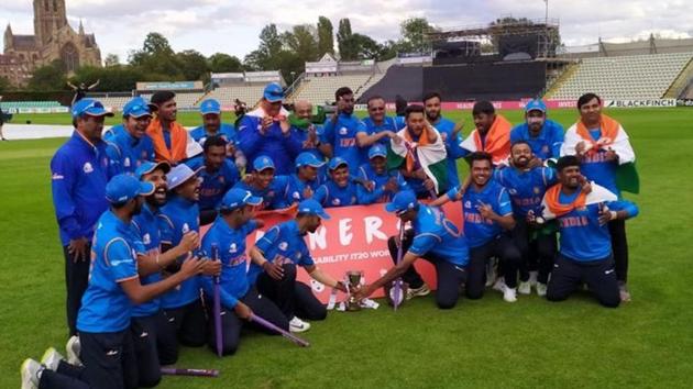 Indian team celebrates win.(BCCI)